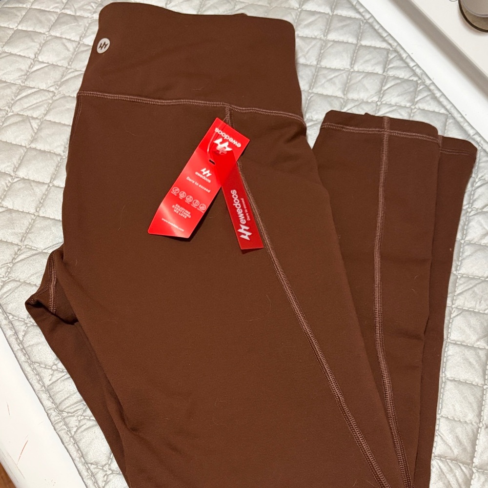 Ewedoos Chocolate Brown Lined Yoga Leggings with Pockets